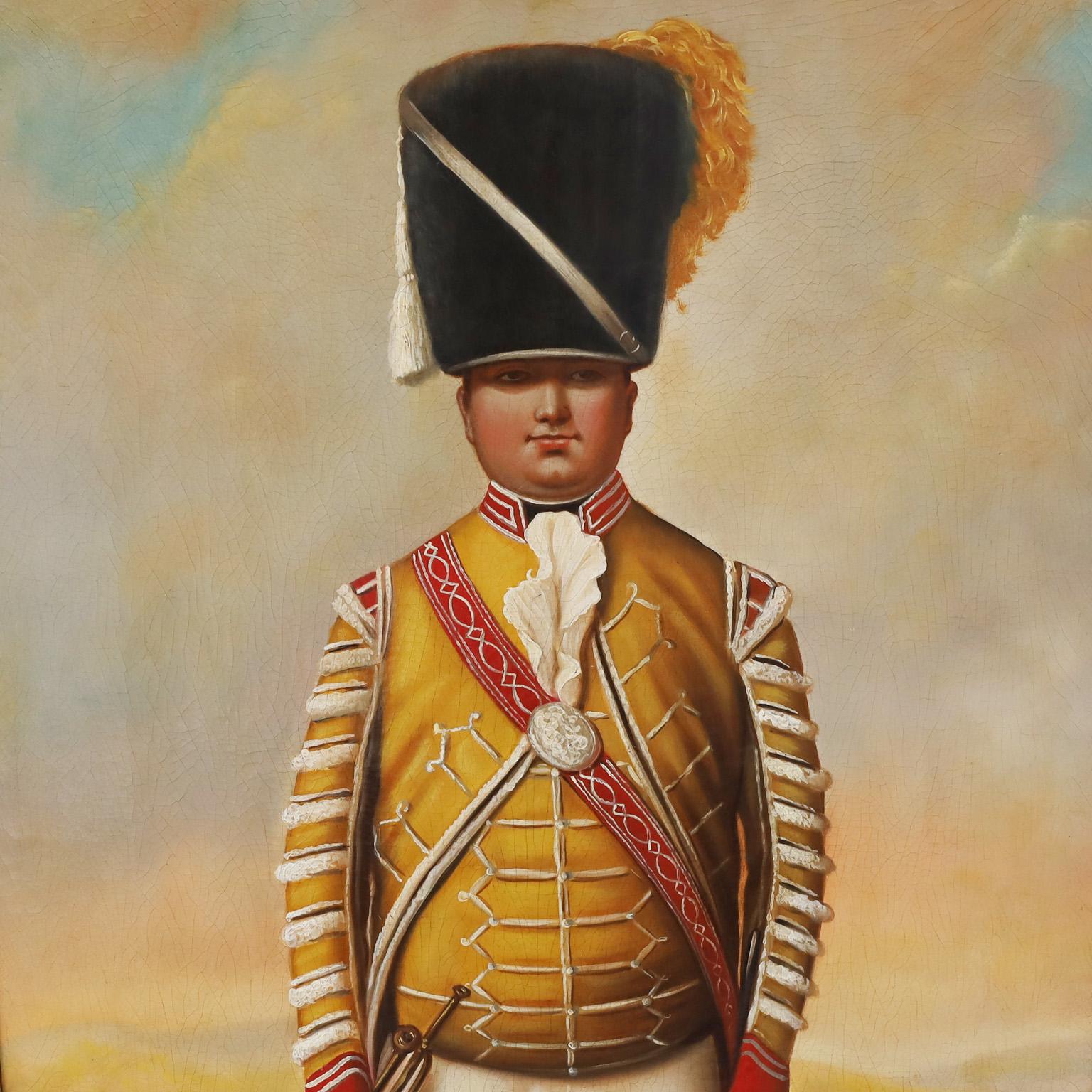 Antica coppia di dipinti a olio su tela raffiguranti soldati in uniforme - Painting Vittoriano di Unknown