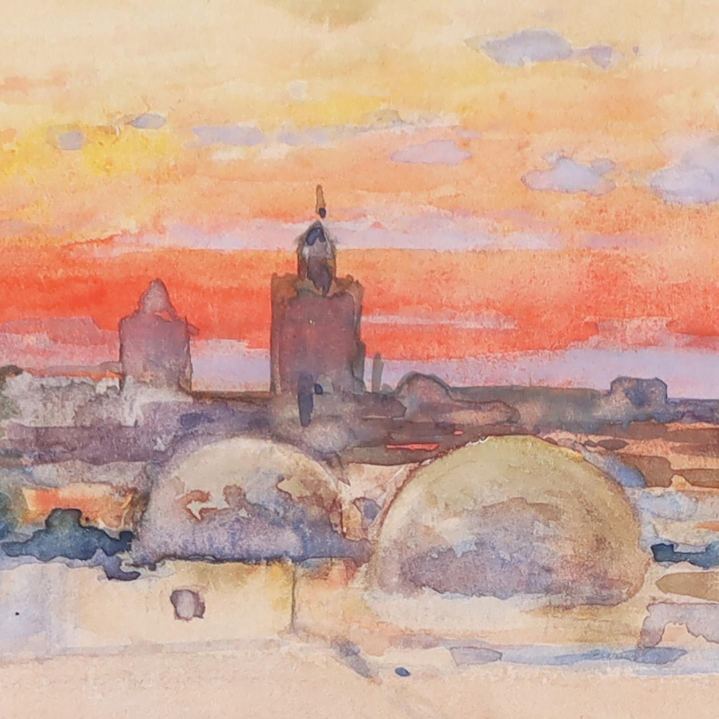 Antikes Paar orientalistischer Aquarelle von Emile Boivin im Angebot 4
