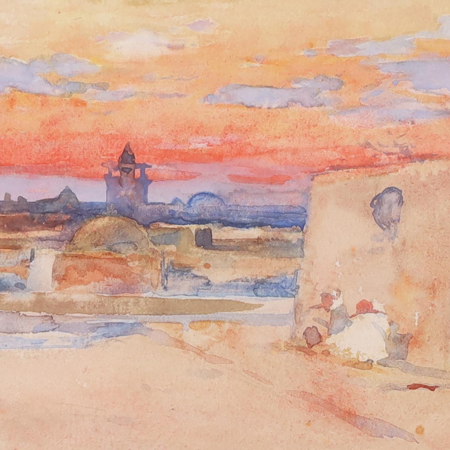 Antikes Paar orientalistischer Aquarelle von Emile Boivin im Angebot 5