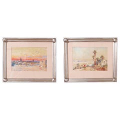 Antique Pair of Orientalist Watercolors by Emile Boivin