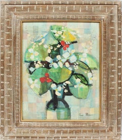 Antique Paris Modern Abstract Flower Still Life Signed Original Oil Painting