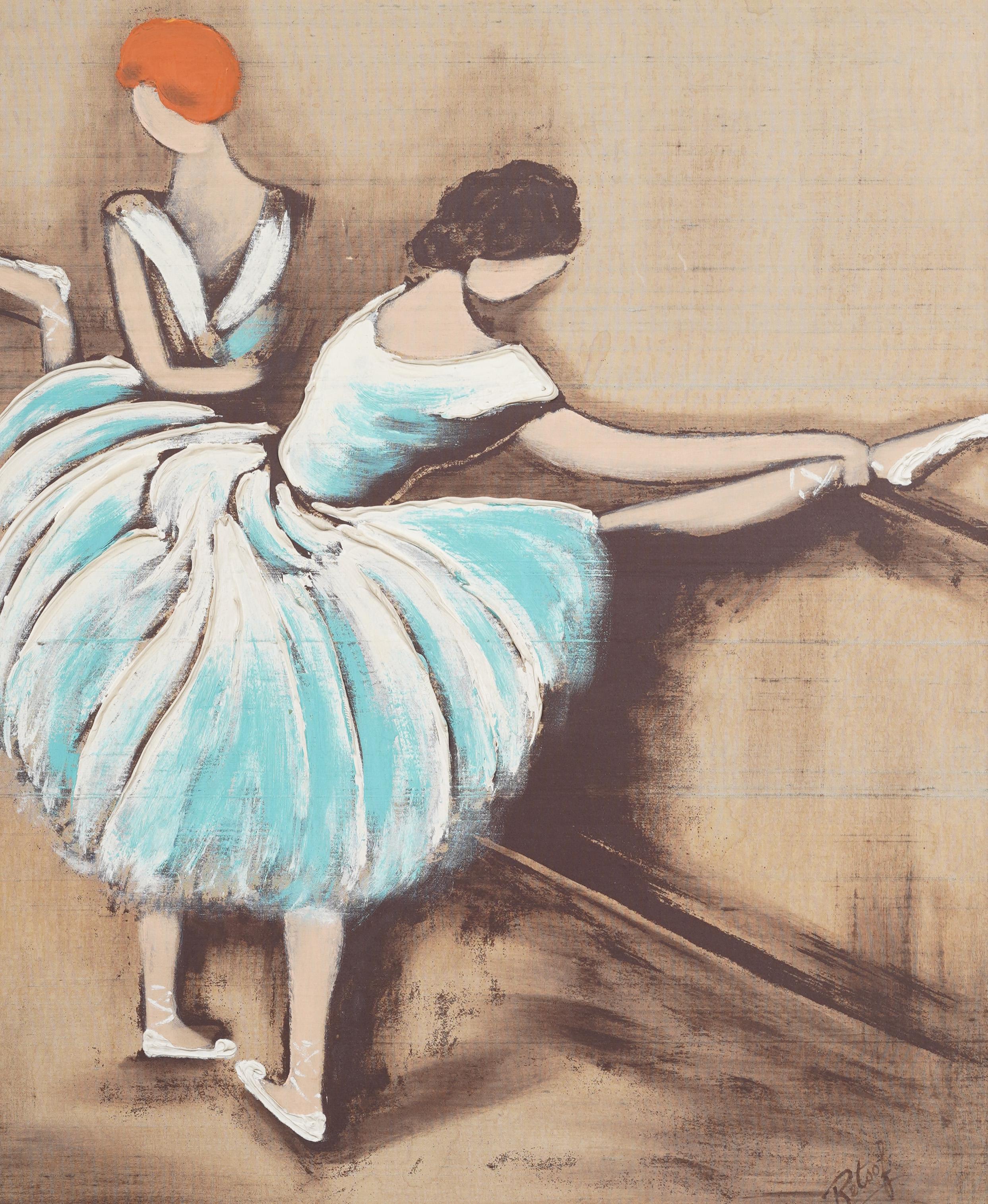 Antique Paris Modern Ballerina Studio Framed Modernist Portrait Oil Painting For Sale 1