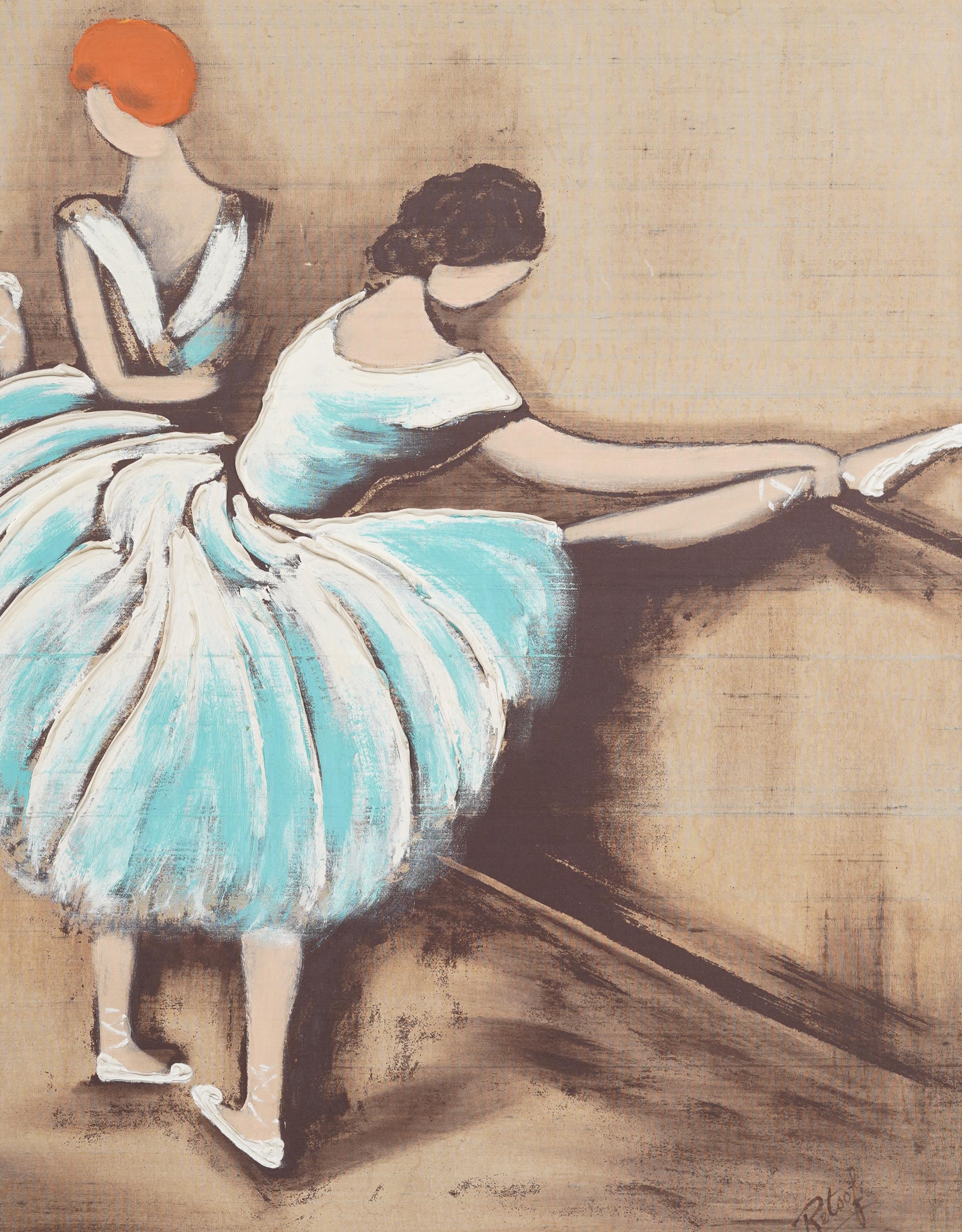 Antique Paris Modern Ballerina Studio Framed Modernist Portrait Oil Painting For Sale 2