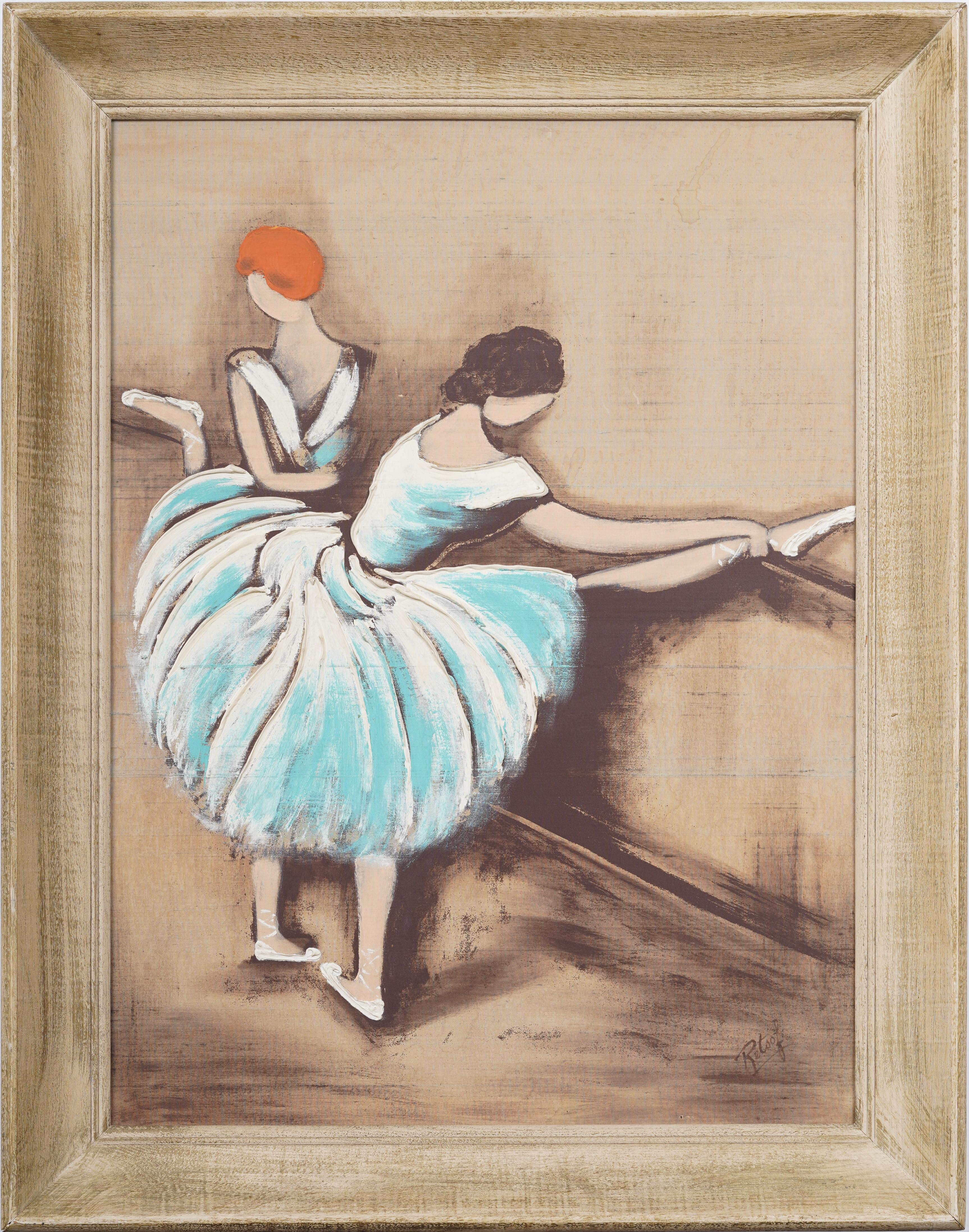Antique Paris Modern Ballerina Studio Framed Modernist Portrait Oil Painting For Sale 3