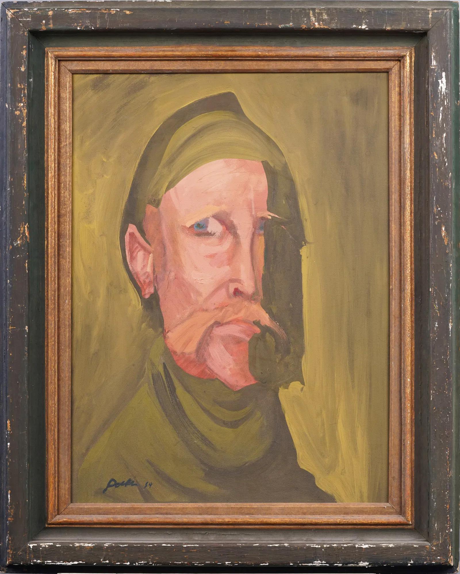 Antico dipinto di ritratto originale incorniciato 