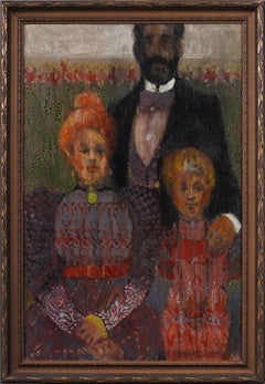 Ancien portrait de famille fauviste de l'école moderne de Paris encadré