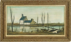 Antique Paris School French Modern Landscape (Paesaggio moderno) con cornice firmata