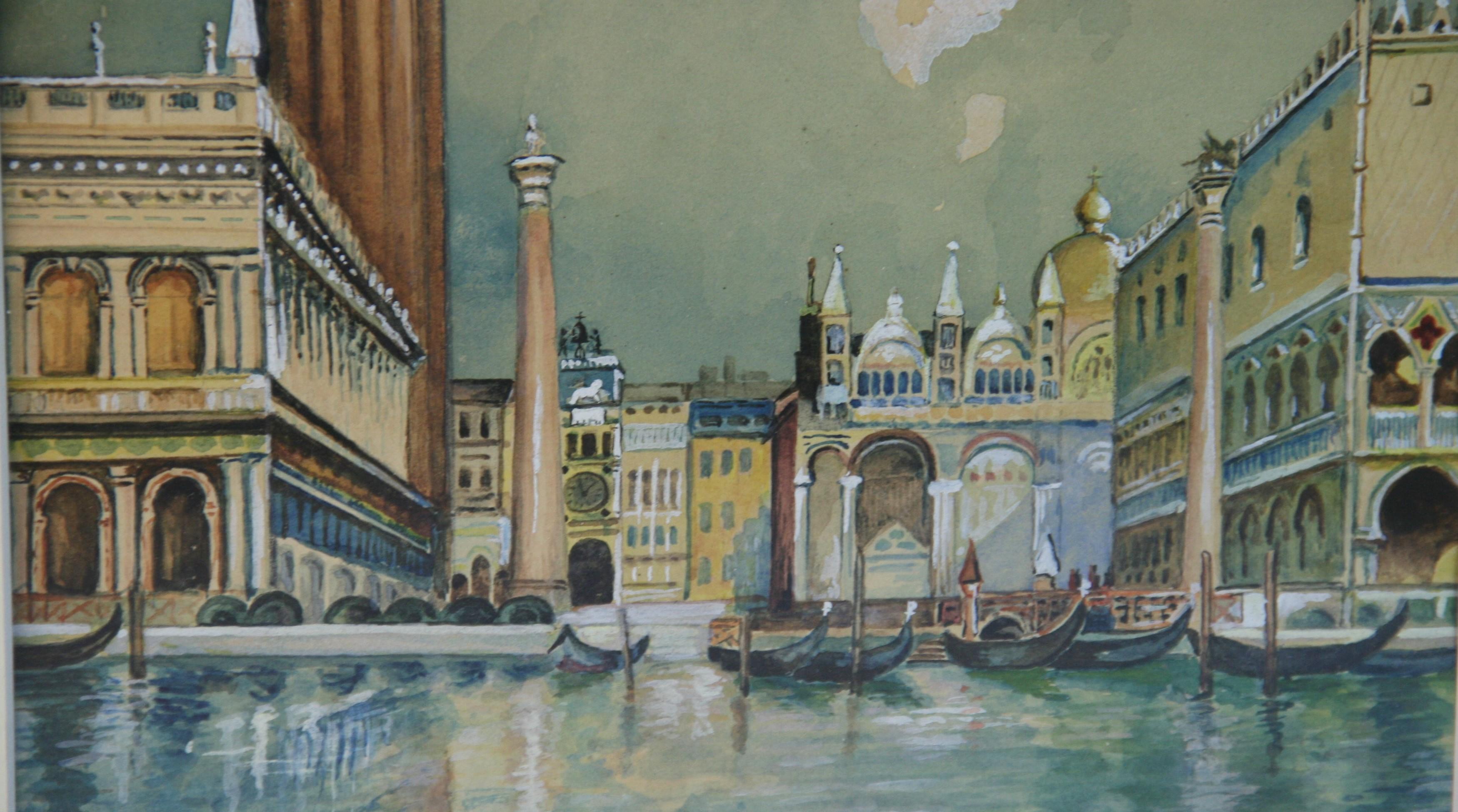 6032 Antico dipinto a guazzo dettagliato di Piazza San Marco a Venezia vista dalla laguna.
Incorniciato
Immagine 10,5x8,5
