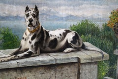 Antique Portrait of a Dog, Oil Painting of a Great Dane in Landscape, Animal Art