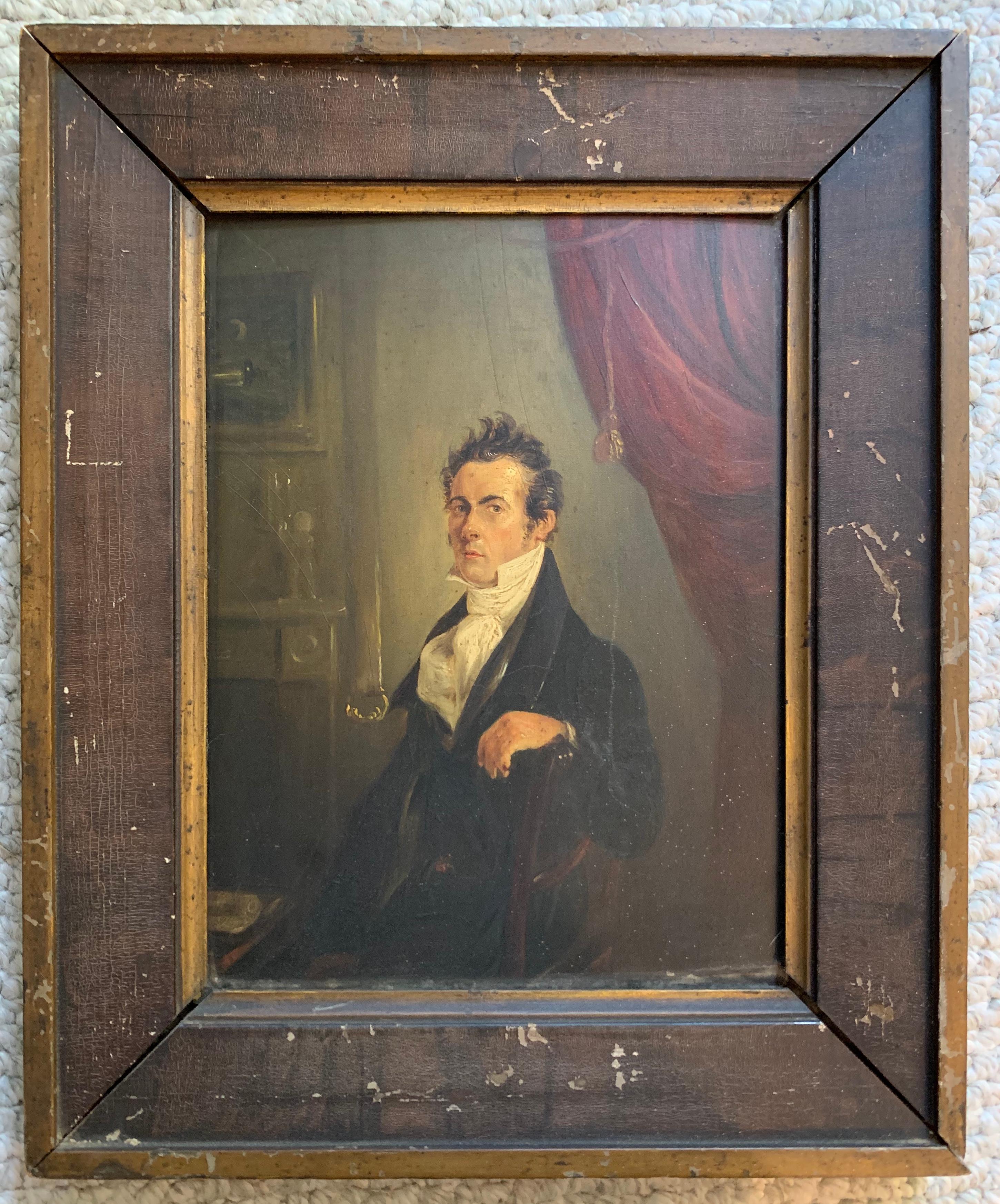 Antique portrait of a Gentleman (male portrait, man) - Painting by Unknown