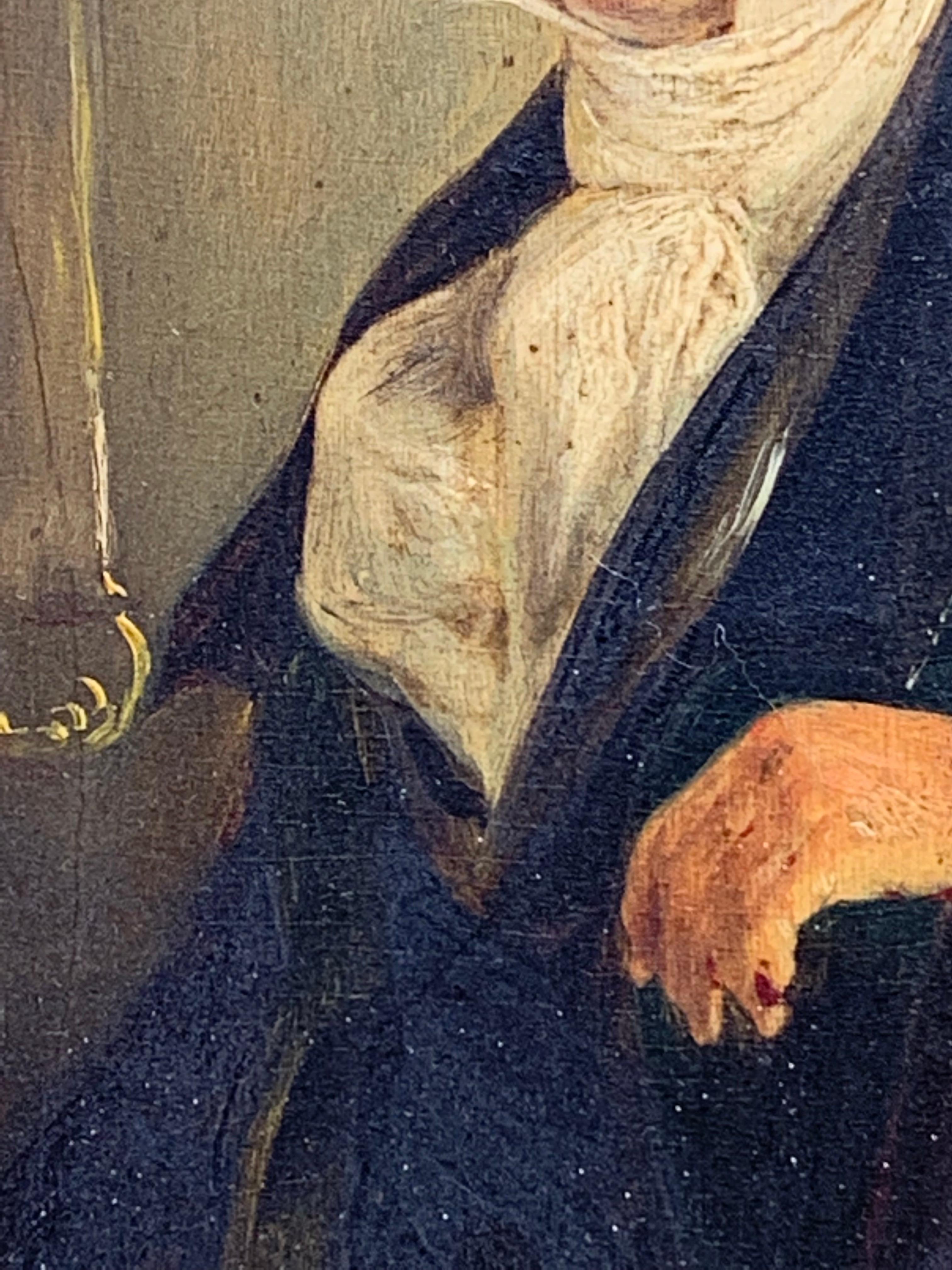 Antique portrait of a Gentleman (male portrait, man) - Gray Portrait Painting by Unknown