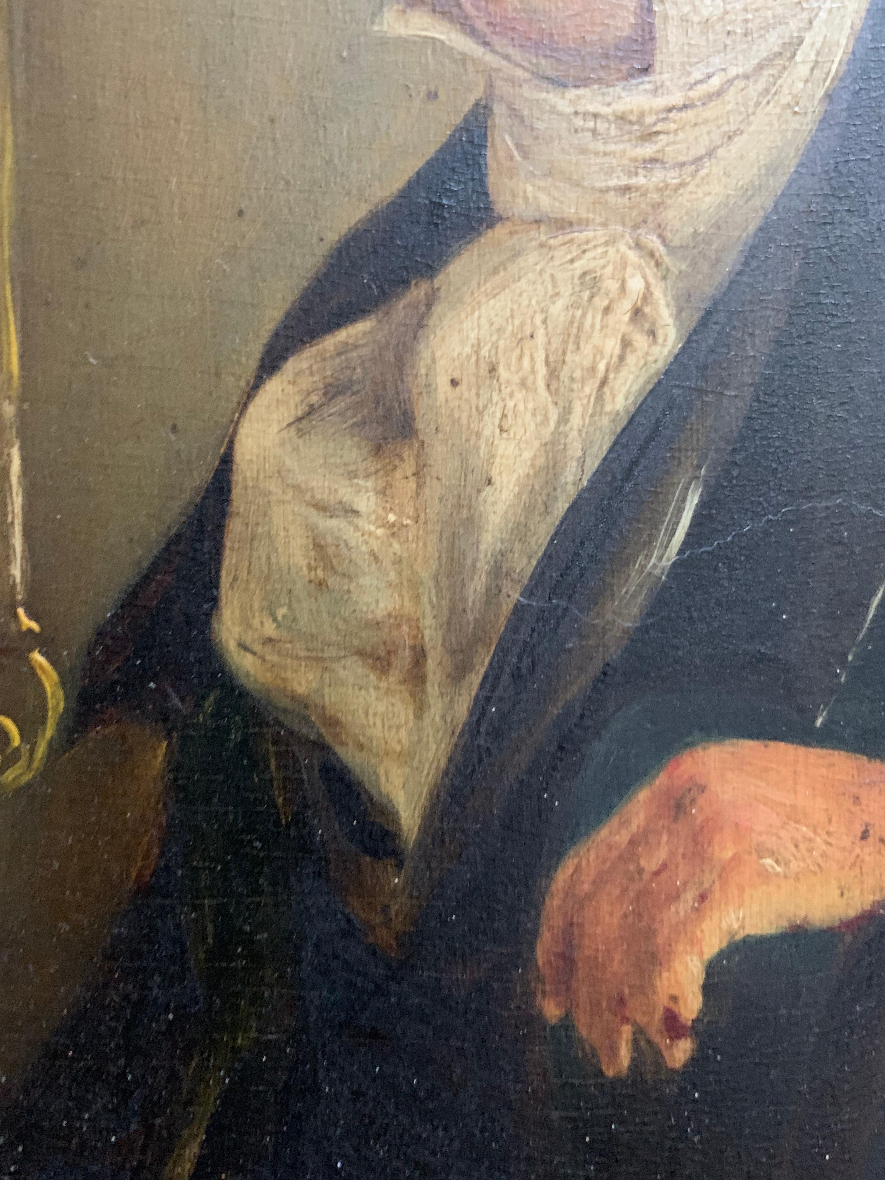 Portrait of a Gentleman, ca. 1825. Oil on wood panel measuring 9 x 12 inches; 13.5 x 16.5 inches in original wood frame. Unsigned. Original condition, the piece has never been cleaned. Long lines of paint shrinkage apparent. No loss or flaking.