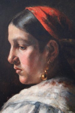 Antique Portrait of a Woman, 19th Century Female Oil Portrait dated 1883