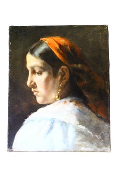 Antique Portrait of a Woman, 19th Century Female Oil Portrait dated 1883