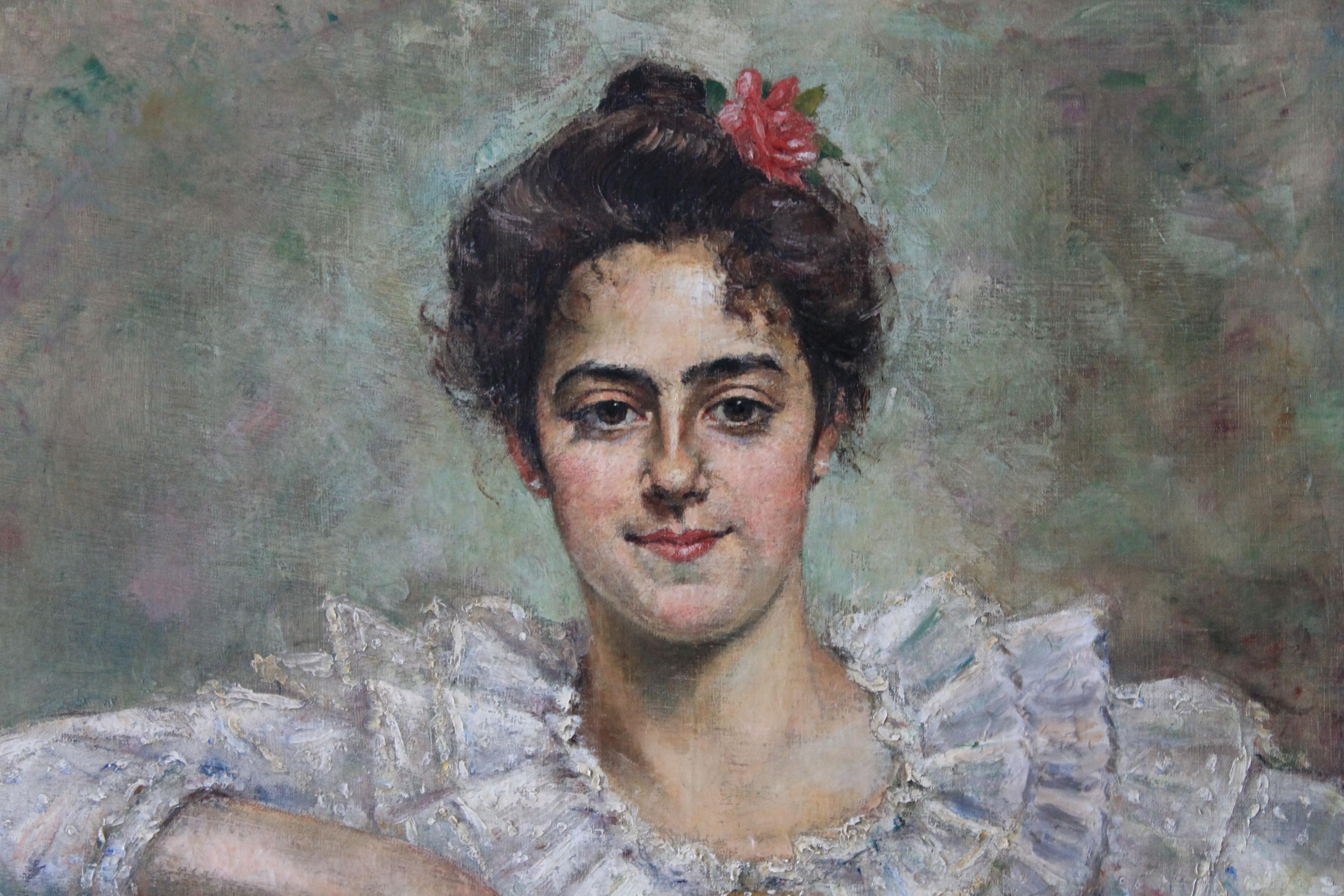 Ritratto di donna, pittura ad olio antica, ritratto femminile 1