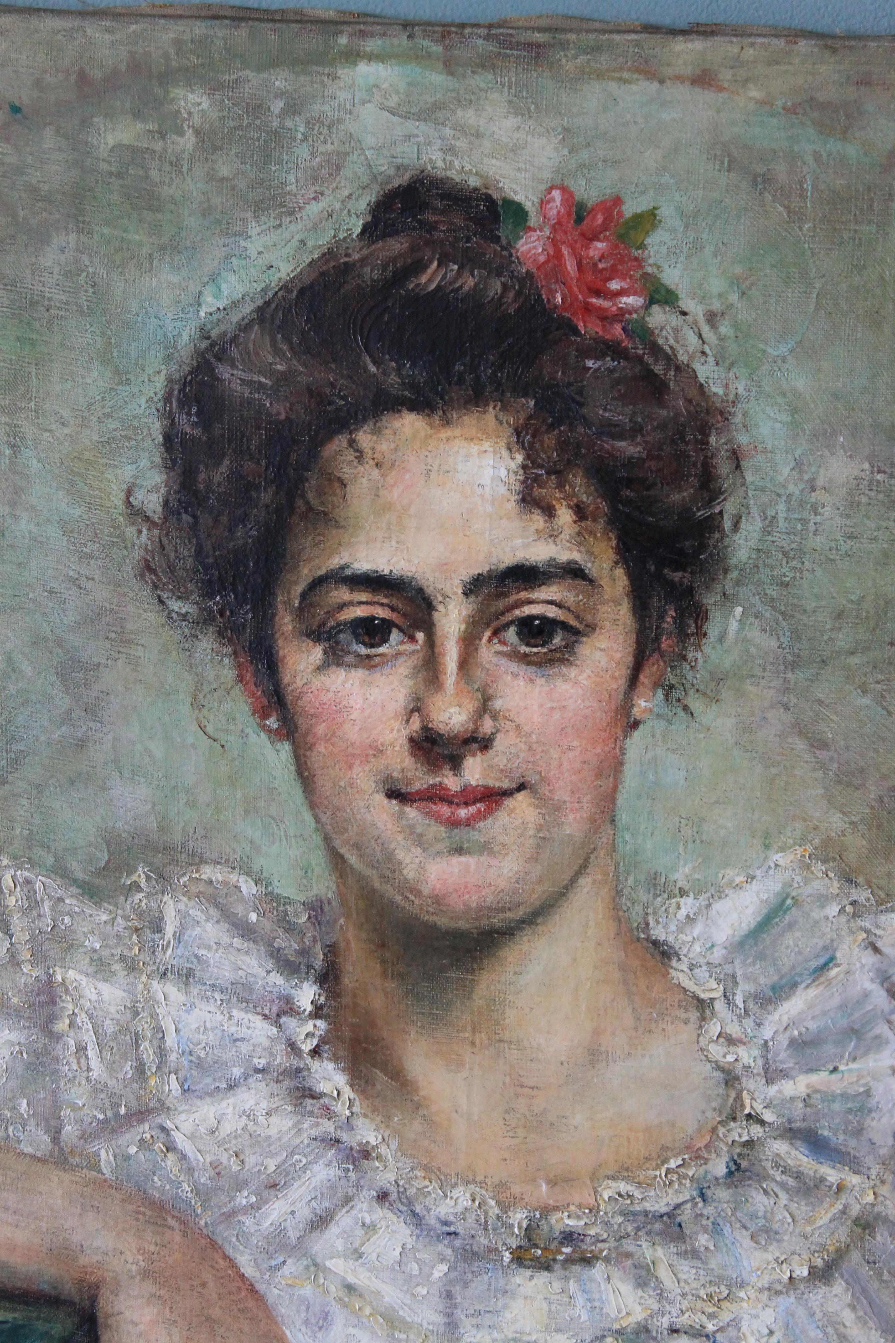 Ritratto di donna, pittura ad olio antica, ritratto femminile 2