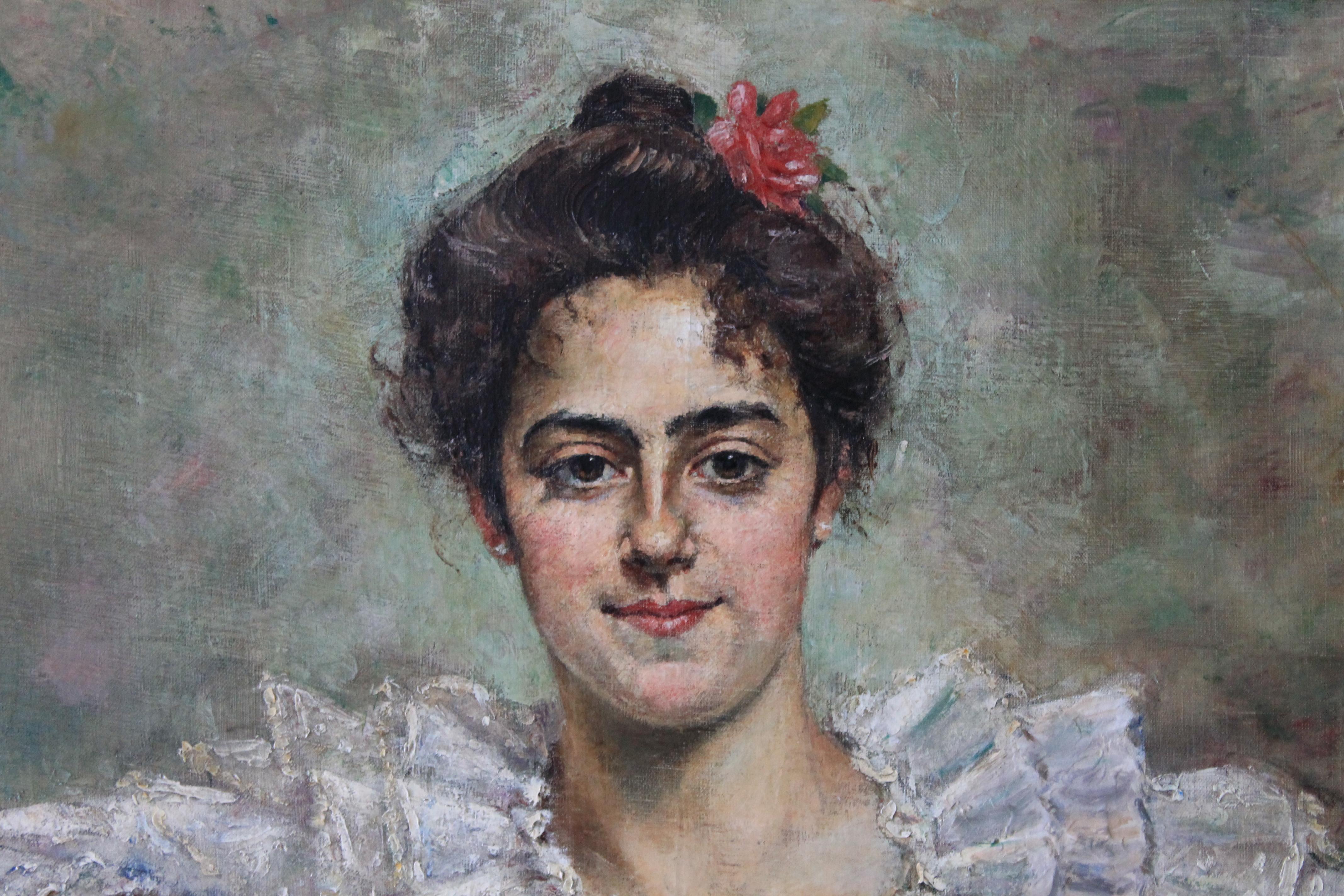 Ritratto di donna, pittura ad olio antica, ritratto femminile 3