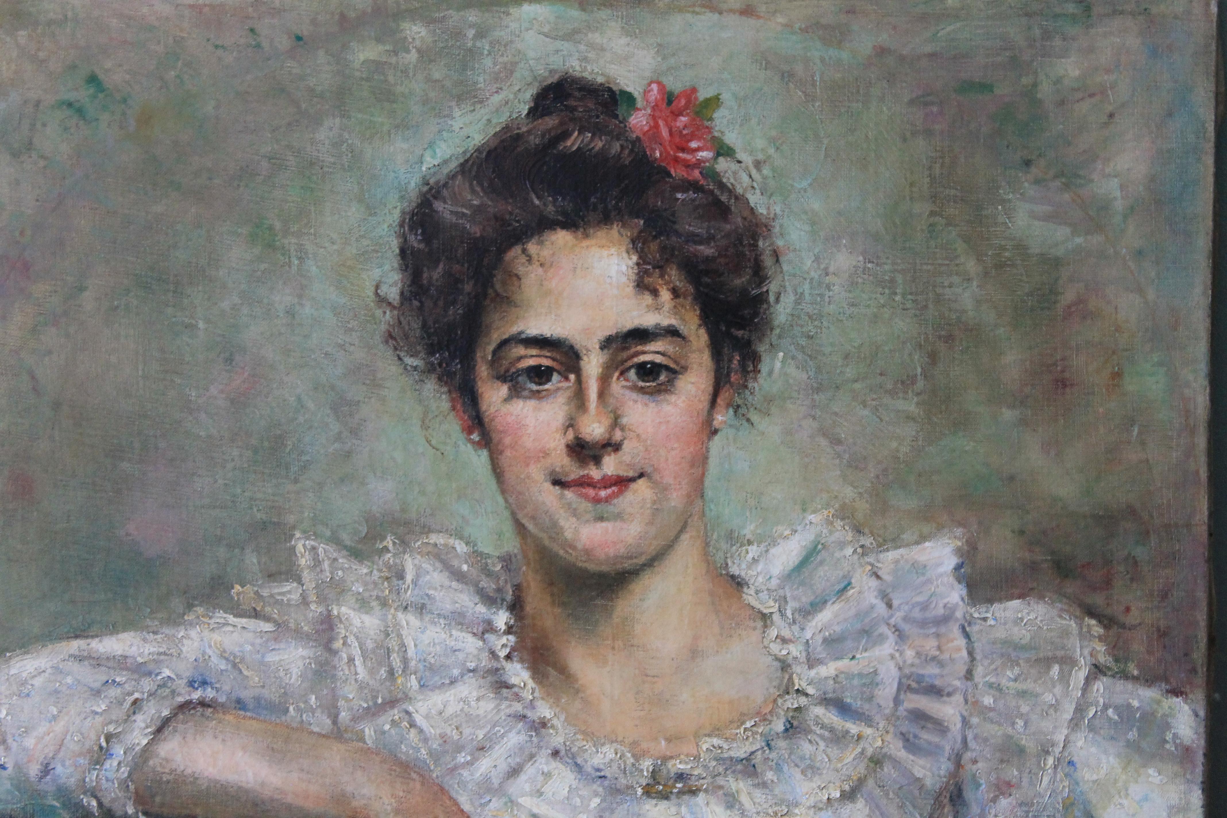 Ritratto di donna, pittura ad olio antica, ritratto femminile 4