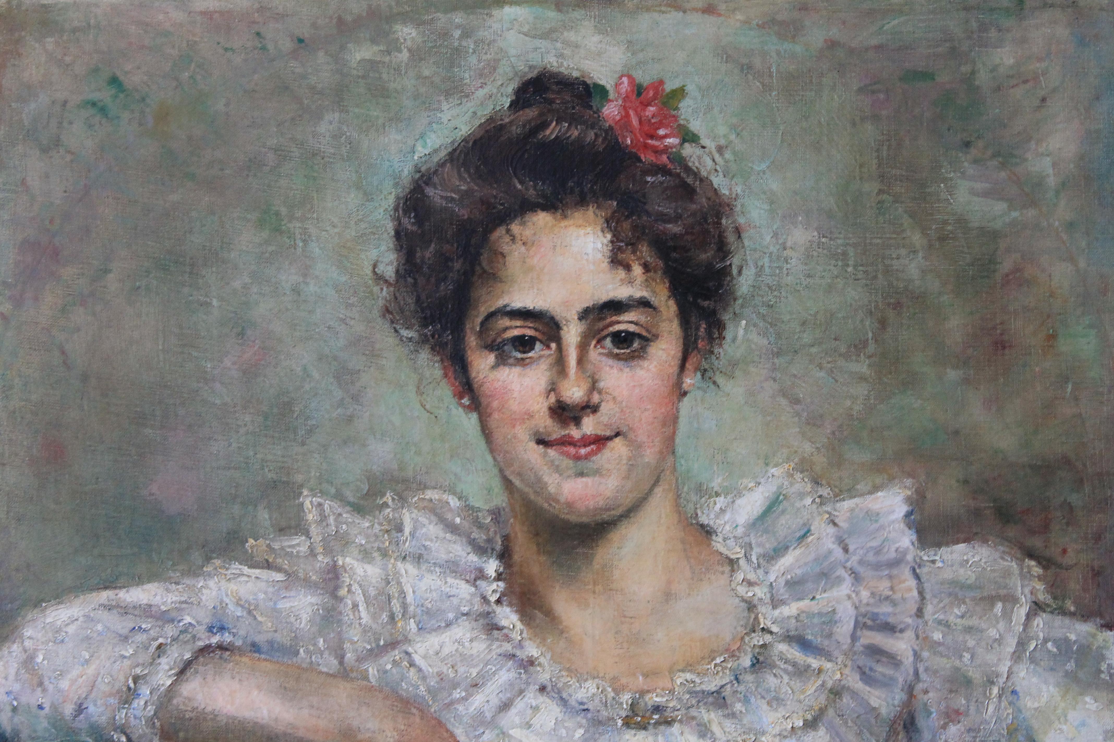 Ritratto di donna, pittura ad olio antica, ritratto femminile 5