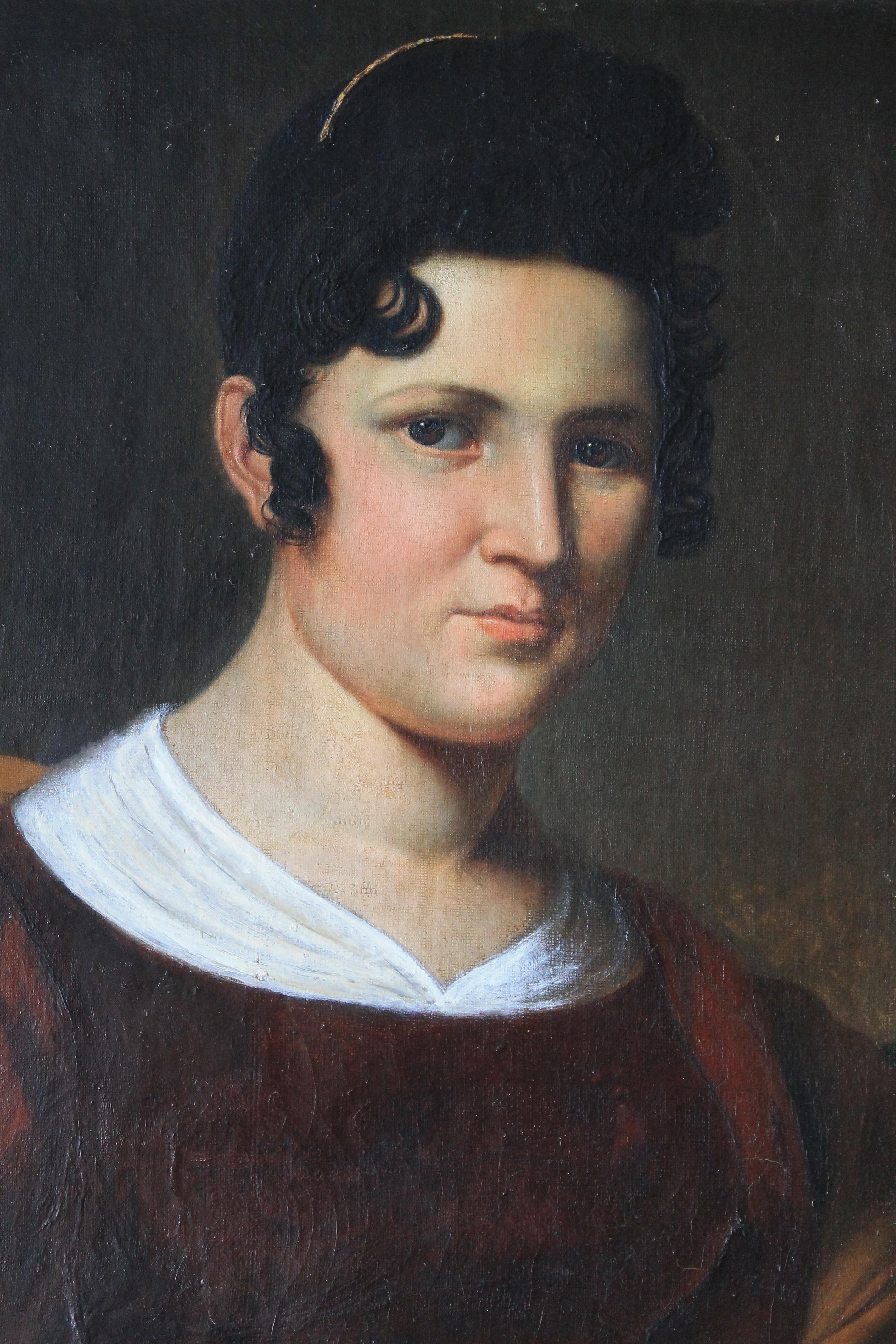 Portrait de femme, peinture à l'huile française d'une femme du début du 19e siècle 6