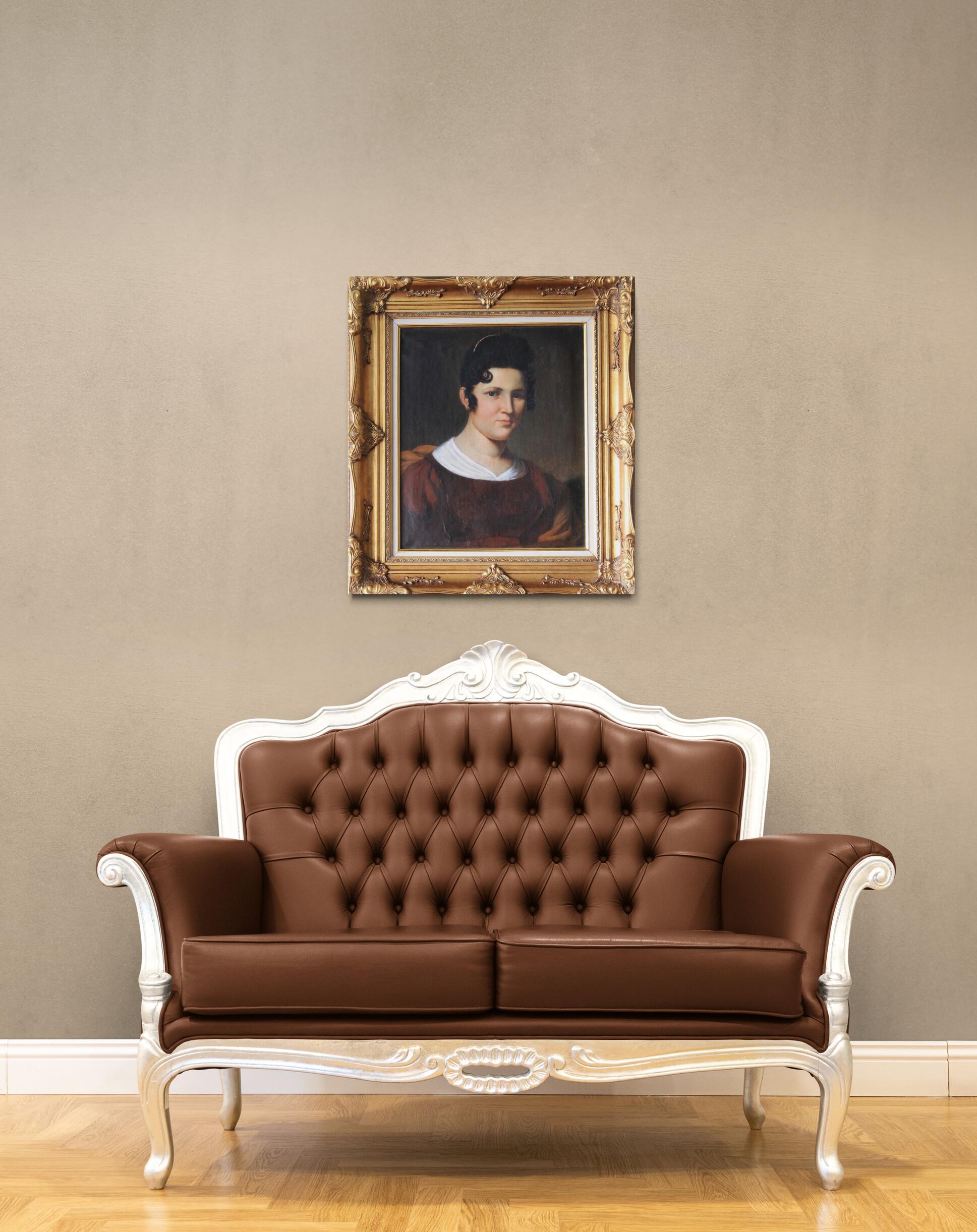 Portrait de femme, peinture à l'huile française d'une femme du début du 19e siècle 4