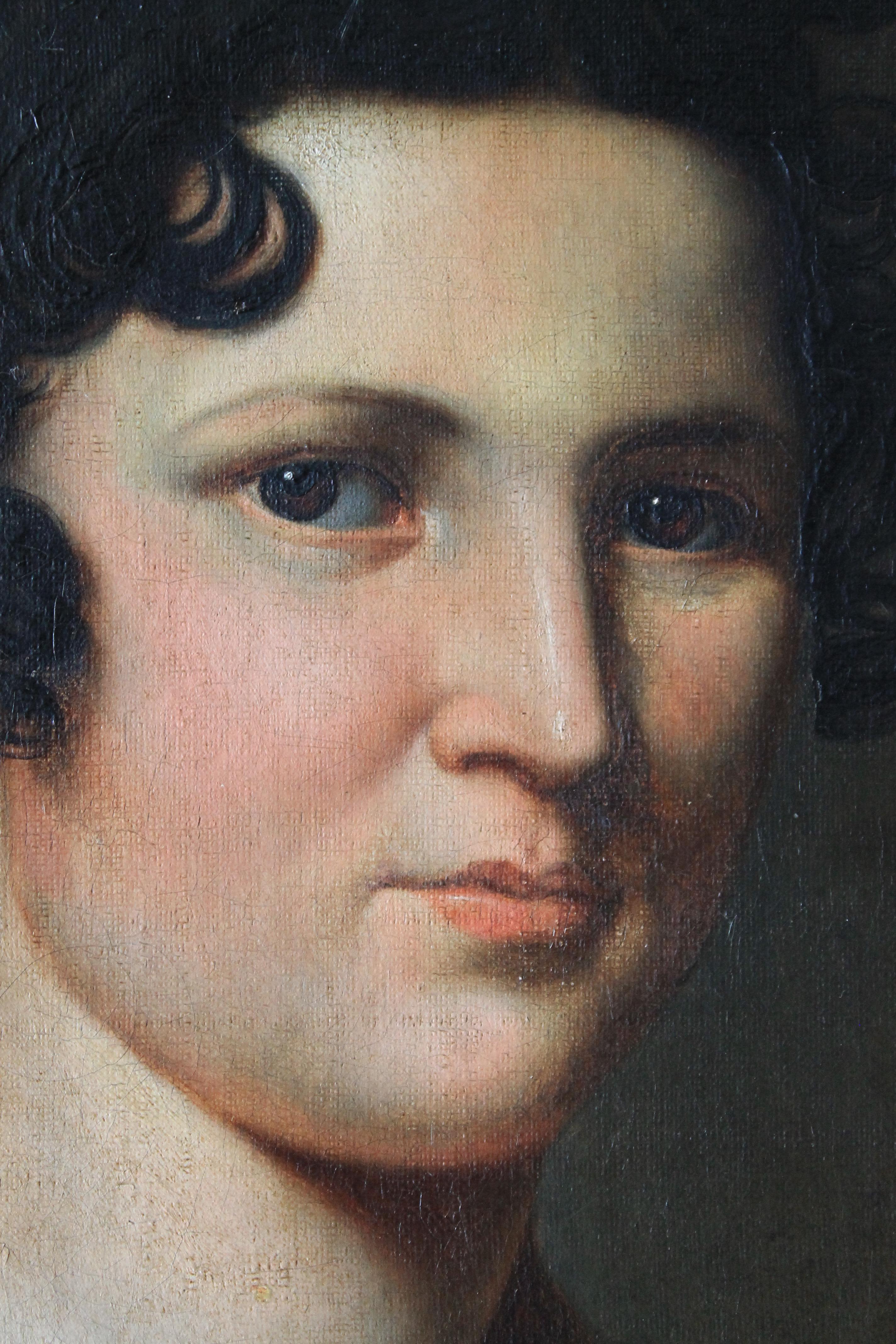 Portrait de femme, peinture à l'huile française d'une femme du début du 19e siècle 1
