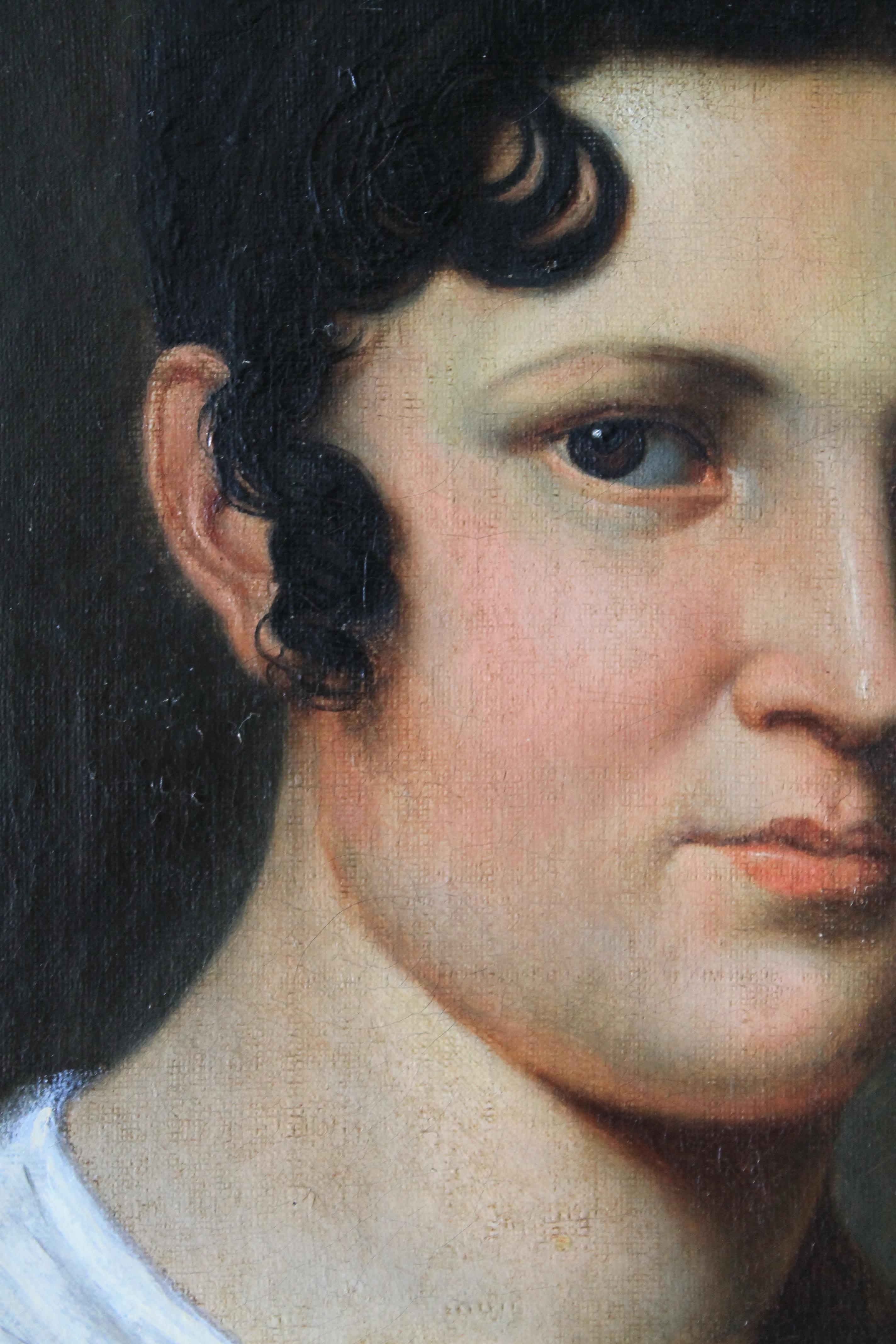 Portrait de femme, peinture à l'huile française d'une femme du début du 19e siècle 2