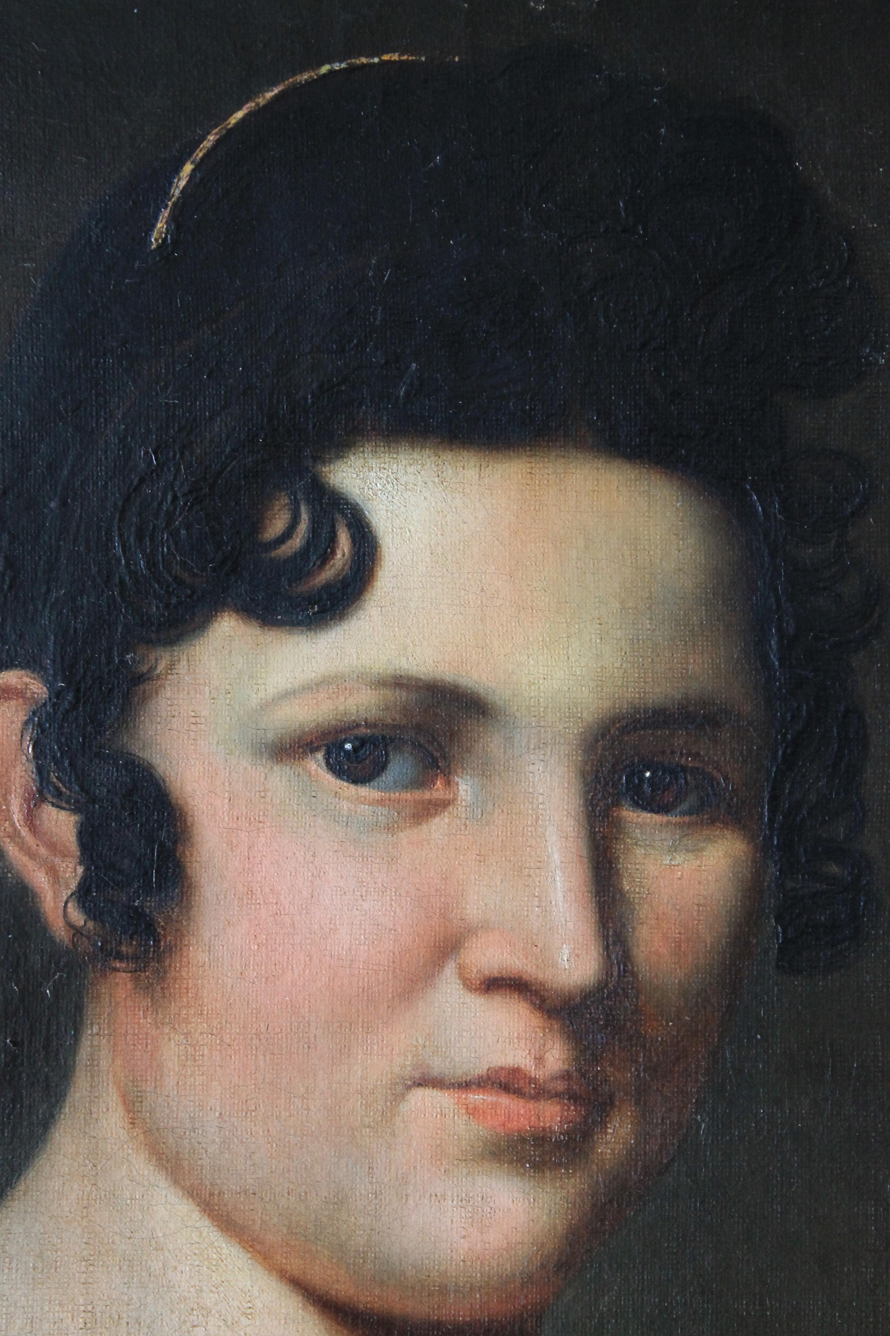 Portrait de femme, peinture à l'huile française d'une femme du début du 19e siècle 3