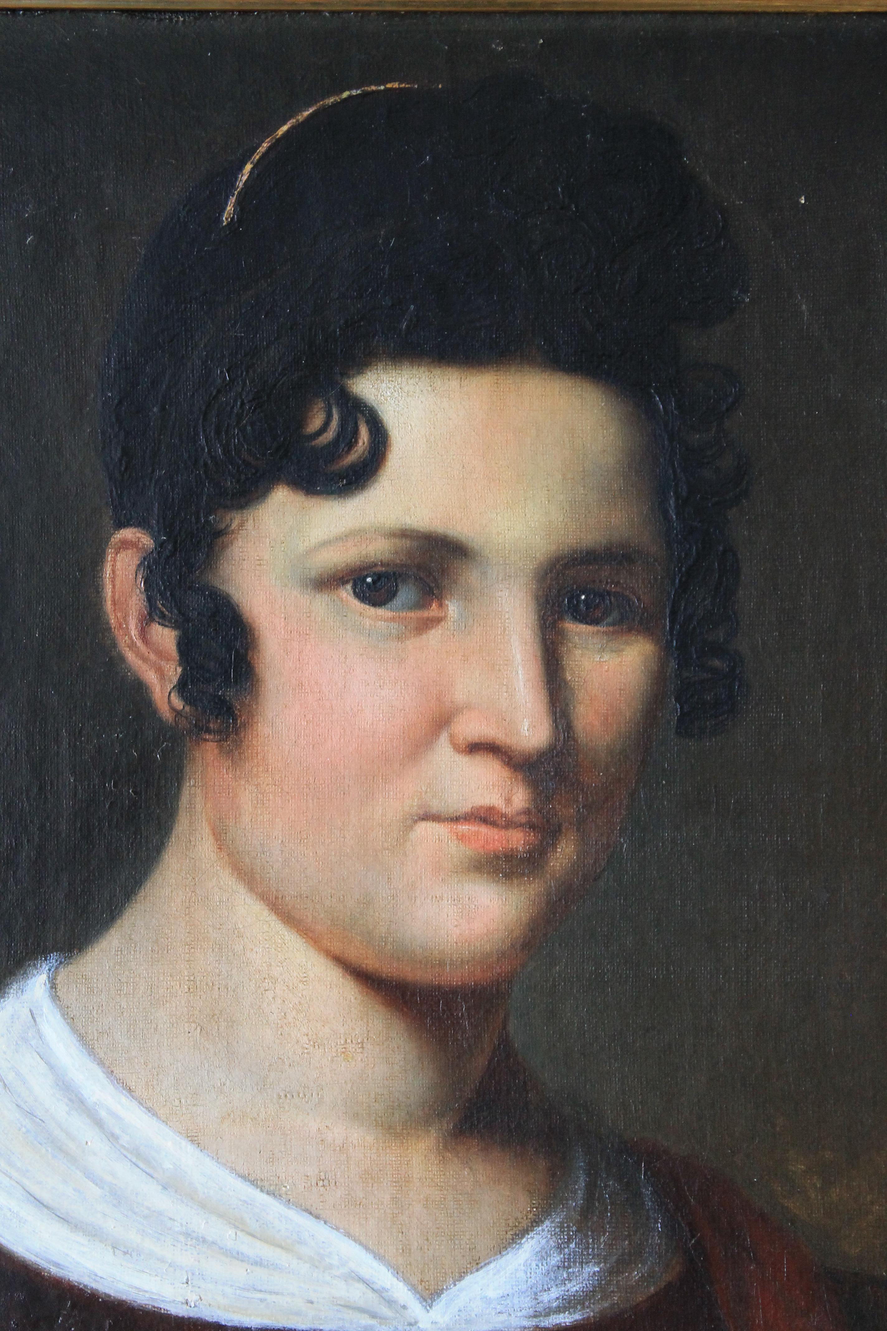 Portrait de femme, peinture à l'huile française d'une femme du début du 19e siècle 5