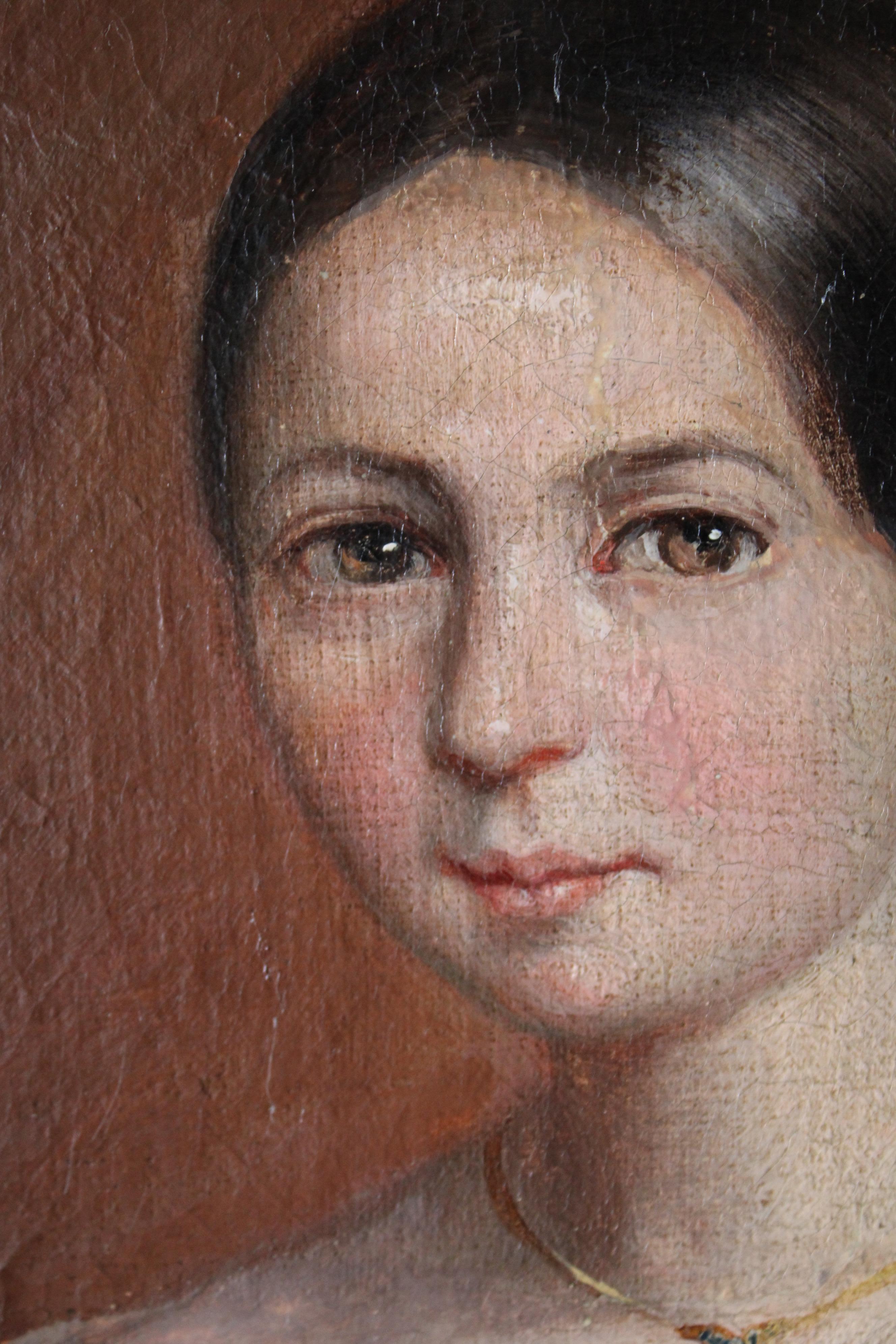 Antique portrait of a woman, French romantic oil painting, female portrait 2