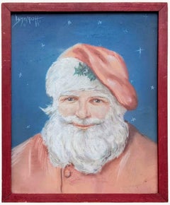 Antique Portrait of Santa Claus, Original Christmas Art