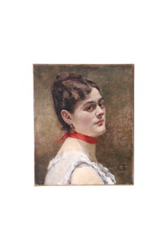 Antique Portrait oil painting 1800’s oil painting head and shoulder female art