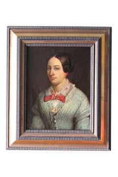 Antique portrait oil painting female 19th century original oil on canvas