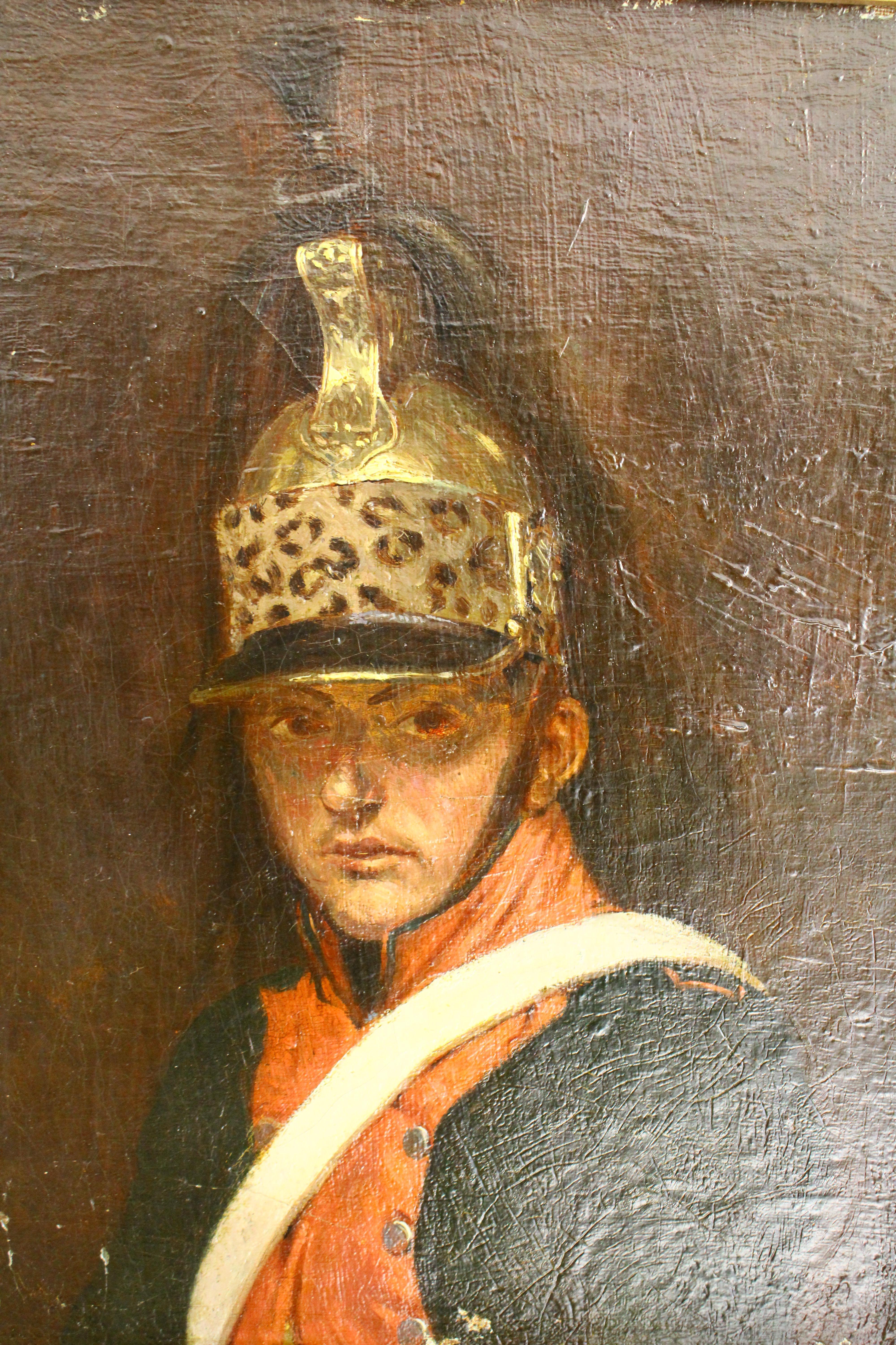 Unknown - Antique Portrait Oil Painting of a French Dragoon of the ...