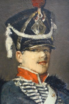 Antique Portrait Oil Painting of a French Dragoon of the Imperial Guard