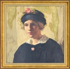 Antique Portrait Oil Painting of a Young Lady