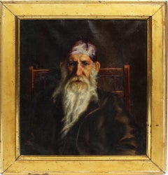 Antique Rare American School Portrait Painting of a Mystical Man Oil Painting