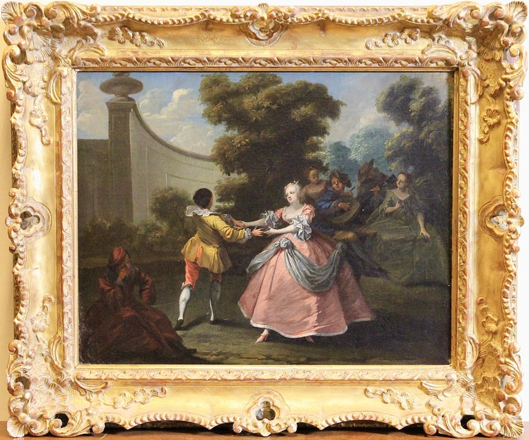 Antique Rococo Oil Painting, around 1800, 