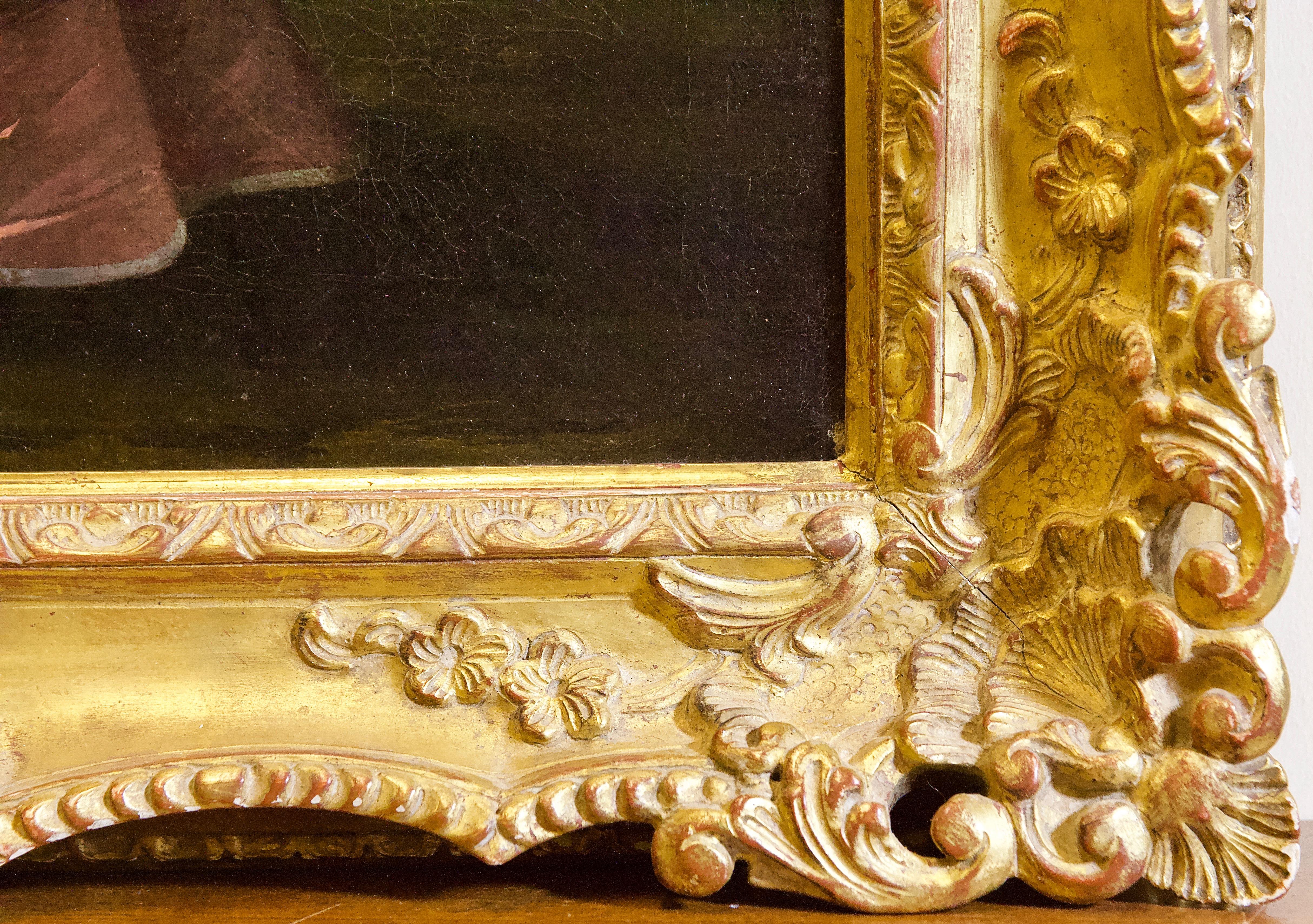 Peinture à l'huile rococo ancienne, vers 1800, Danse royale dans le jardin

Huile sur toile.
Toile regarnie. Brancard renouvelé.

Les dimensions sont sans cadre.

Certificat d'authenticité inclus.

Bon état en raison de l'âge.