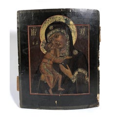 Antique Russian Religious Icon on Board