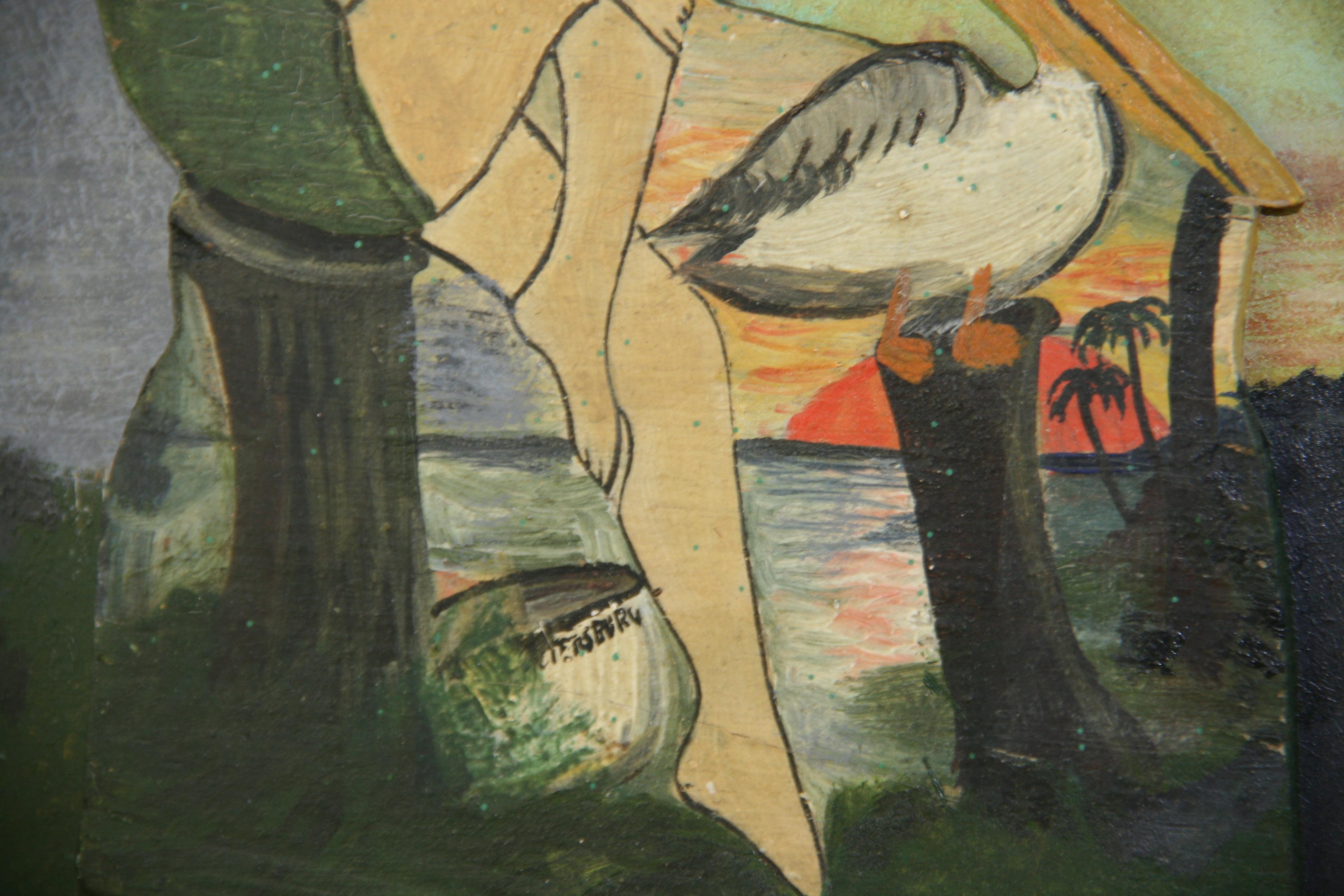 Ancienne peinture à l'huile scandinave figurative représentant une baigneuse en vente 2