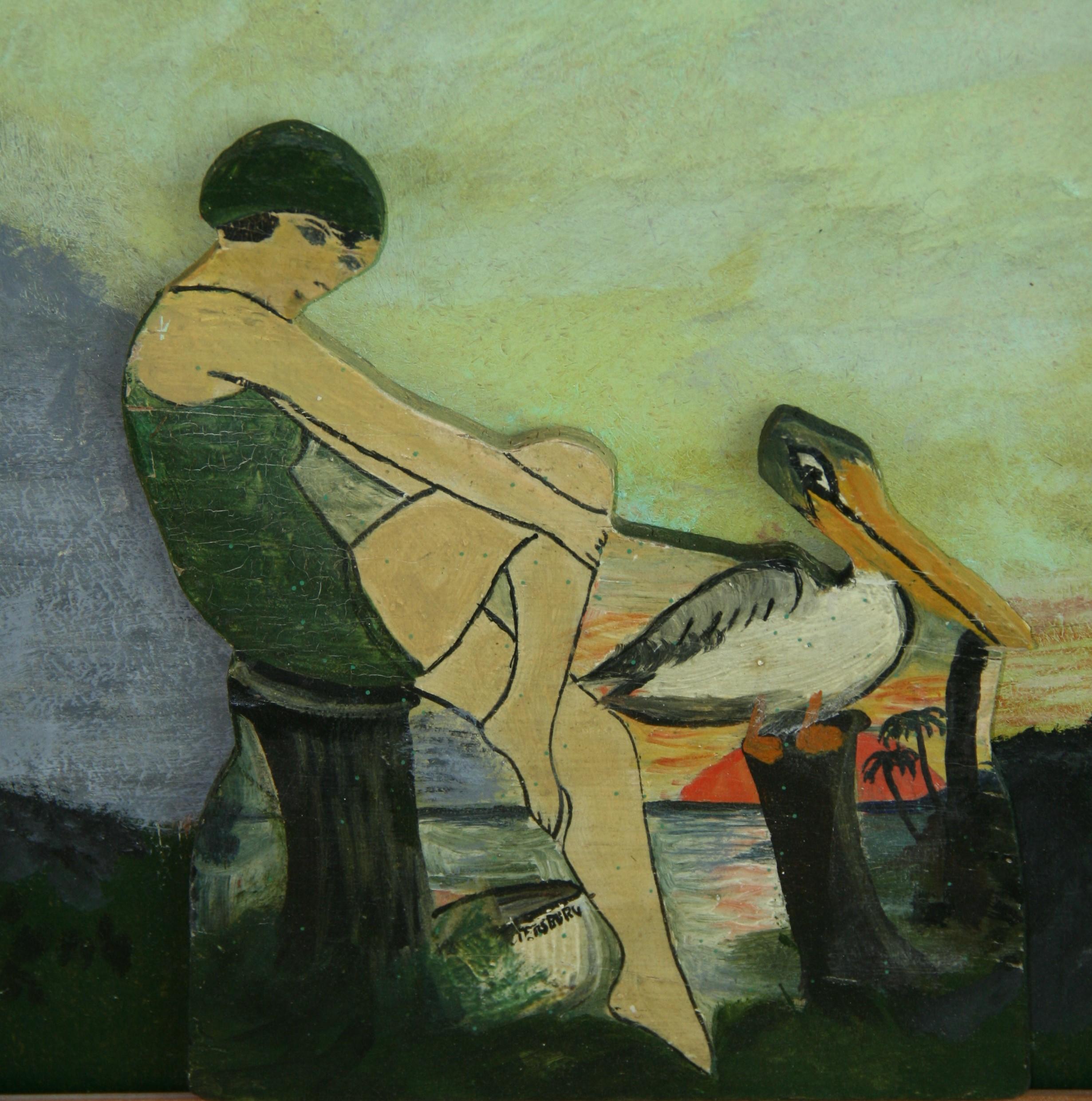 Ancienne peinture à l'huile scandinave figurative représentant une baigneuse en vente 4