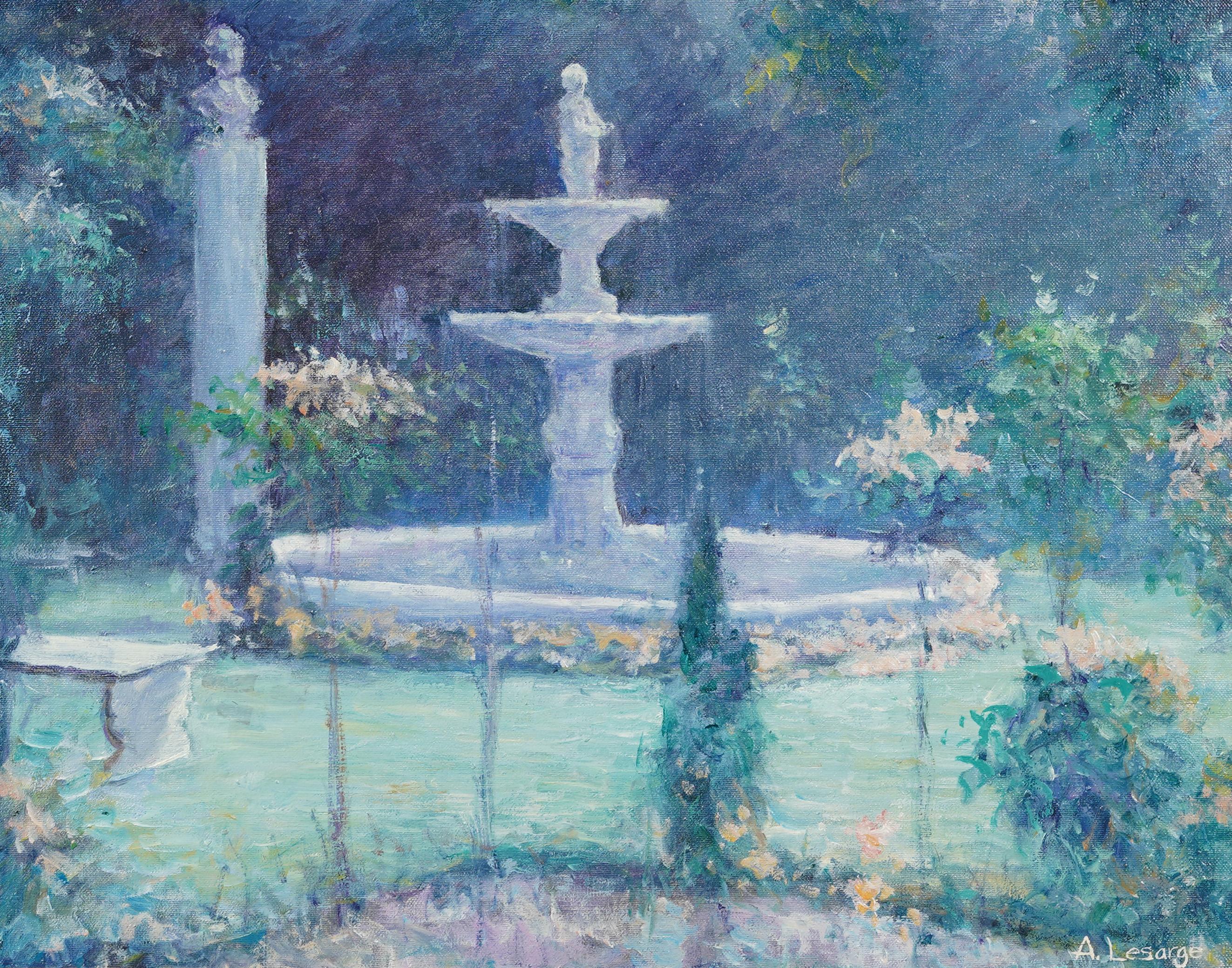 Antique Signed American Impressionist Flower Garden Landscape Oil Painting For Sale 2
