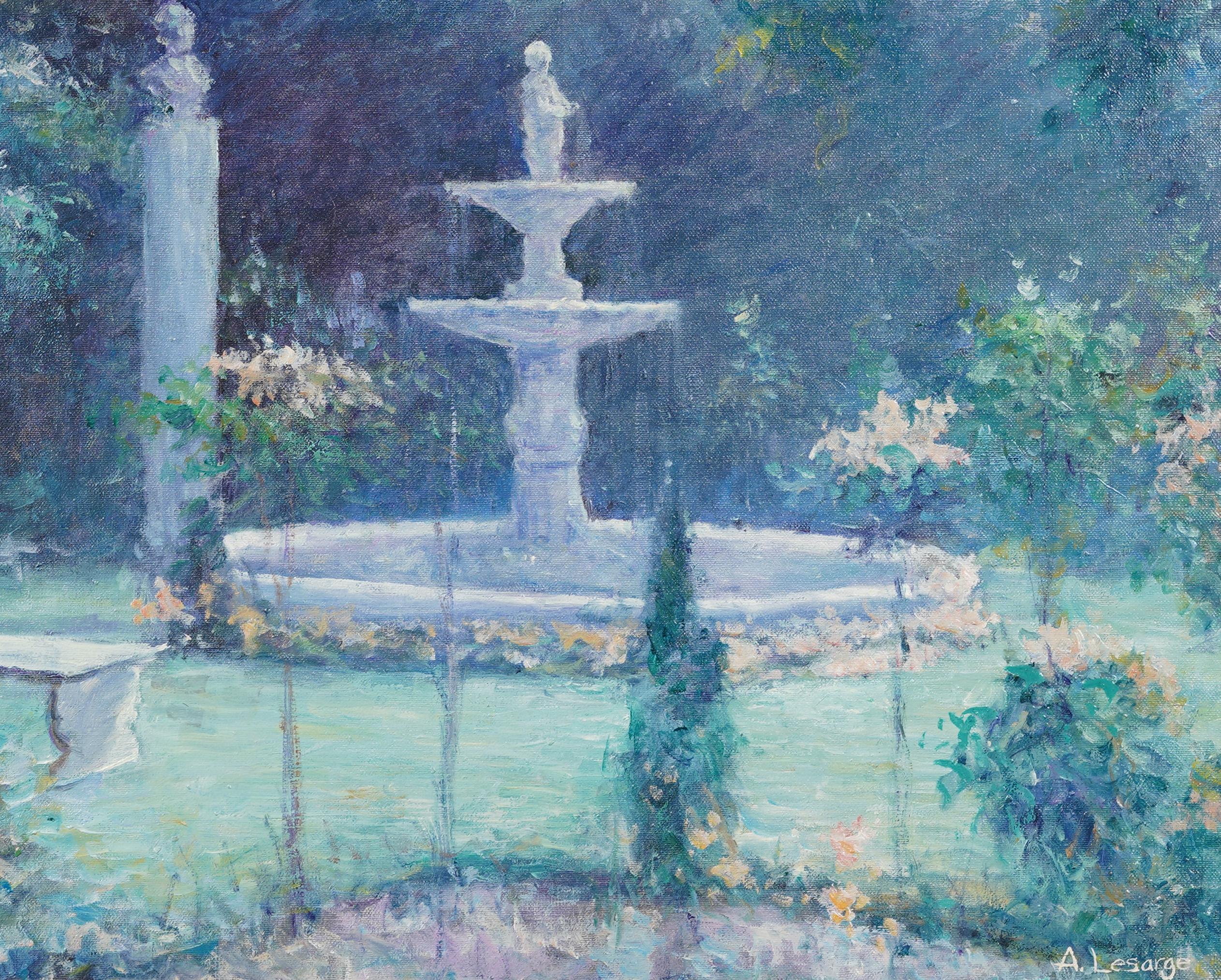 Antique Signed American Impressionist Flower Garden Landscape Oil Painting For Sale 3