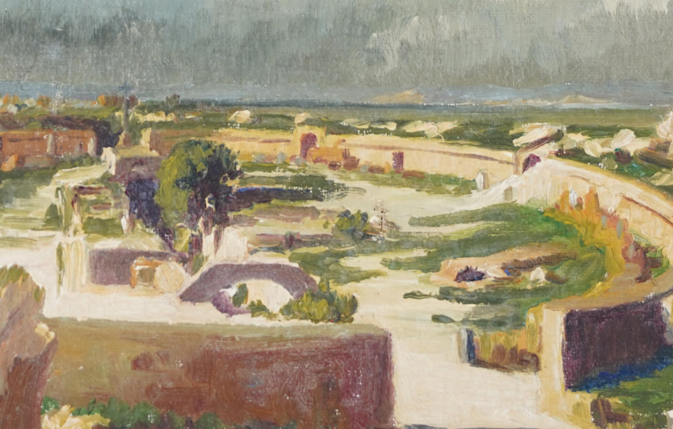 Antique Signed Architectural Landscape Carthage Tunisia Landscape Oil Painting For Sale 2