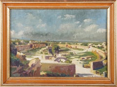 Antique Signed Architectural Landscape Carthage Tunisia Landscape Oil Painting