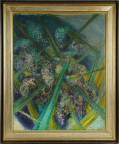 Antique Signed French Abstract Original Signed Framed Large Deco Oil Painting