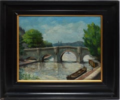 Antique Signed French Impressionist Paris Oil Painting, View of the Seine