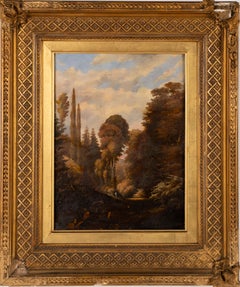 Antique Signed Old Master Italian Countryside Landscape Framed Oil Painting