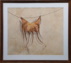 Antikes signiertes, sonnen trocknendes Octopus-Gemälde, griechische Meereslandschaft, Fisch-Stillleben, Strandgemälde